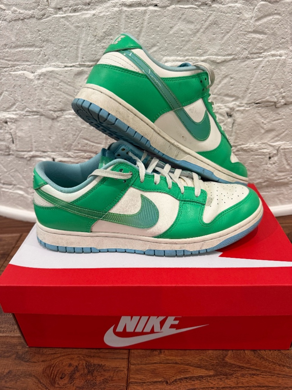 Nike Dunk Low Retro - Green/Light Blue/White - Men's - 10